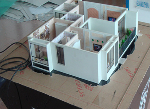 प्रकाश व्यवस्था के साथ वाणिज्यिक भवन लघु वास्तुकला मॉडल
